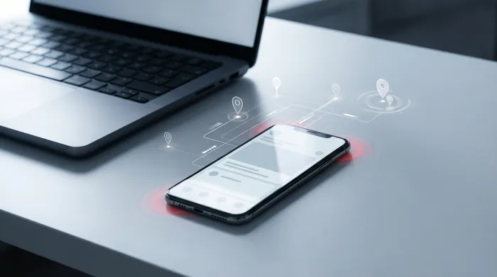 一位穿著西裝的男士的手正在與桌上的一支智慧型手機互動,手機上顯示著象徵網路安全的數位鎖頭圖示。